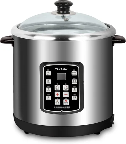 Vista 2 de TAYAMA Cocina eléctrica multifuncional de acero inoxidable 8 en 1, 10 litros