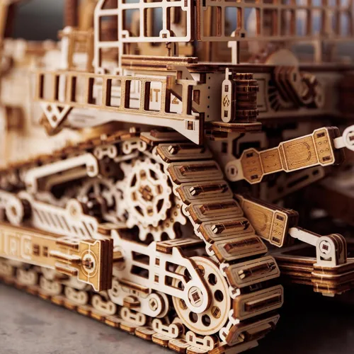 Vista 8 de Wood Trick Terrain Titan Bulldozer - Rompecabezas de madera 3D para adultos