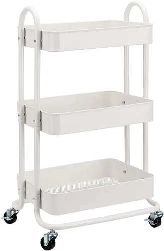 Vista 9 de Amazon Basics - Carrito de servicio o de cocina de 3 niveles, con ruedas, con cerradura, almacenamiento multifuncional, color carbón