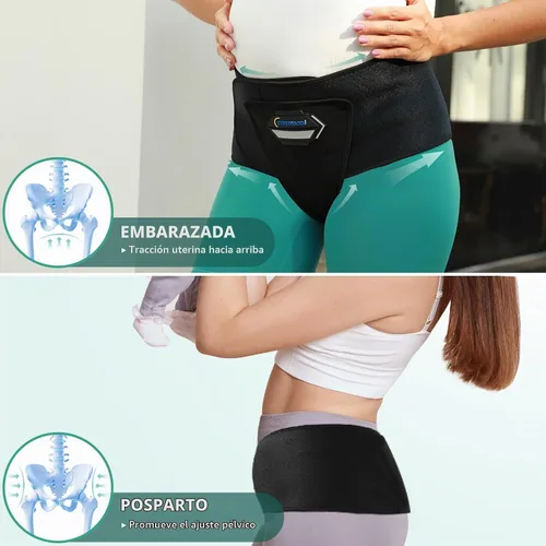 Vista 2 de Cinturón de embarazo y maternidad con banda de compresión para la ingle, para hernia, dolor de suelo pélvico, prolapso, banda para el vientre