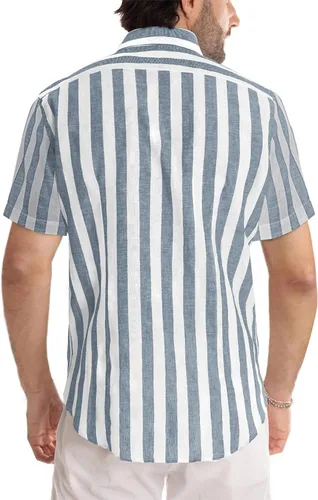 Vista 140 de JMIERR Camisas de vestir a rayas con botones y manga corta para hombre
