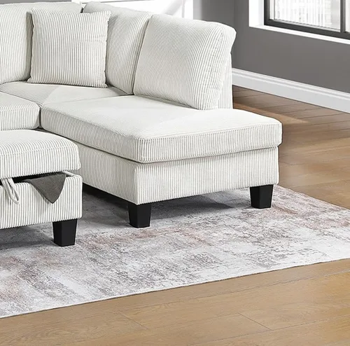Vista 7 de Juego de sofá modular de 3 piezas con otomana de almacenamiento, sofá en forma de L, sofá modular convertible, sofá de nube de felpa para sala