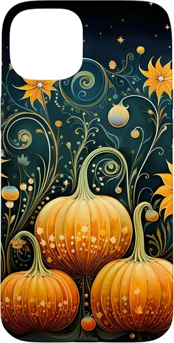 Vista 9 de Funda floral para iPhone 16 Pumpkins Vintage Otoño Otoño