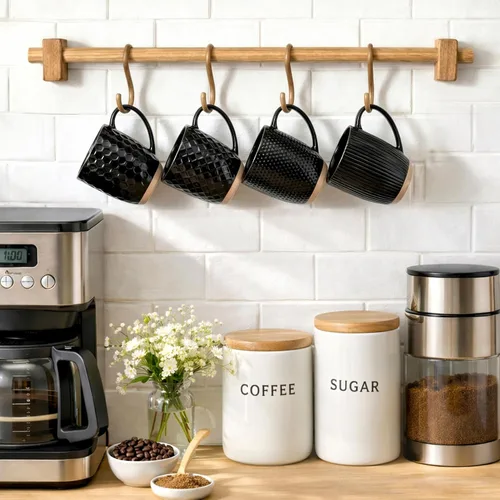Vista 6 de GBhome - Juego de 4 tazas de café grandes hechas a mano de 16 onzas