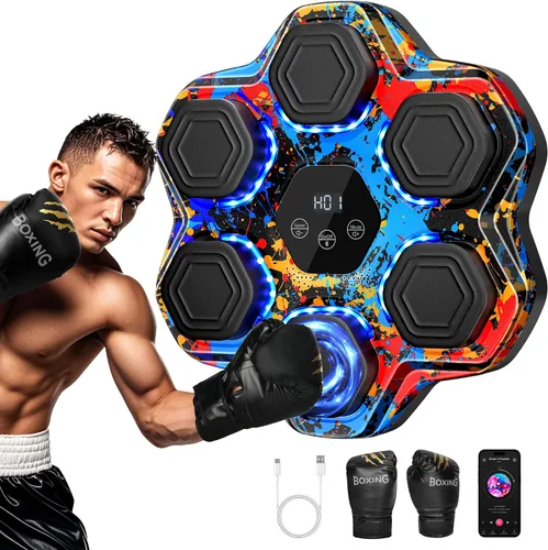 Vista 12 de TGLLM Music Boxing Machine, Interactive Punching Trainer with Boxing Gloves, Large Size Wall Mounted Electronic Boxing Target for Adult Kids, 9