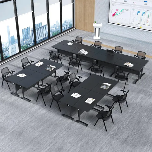 Vista 2 de Paquete de 4 mesas de conferencias plegables, mesa de entrenamiento modular Gris hierro profundo
