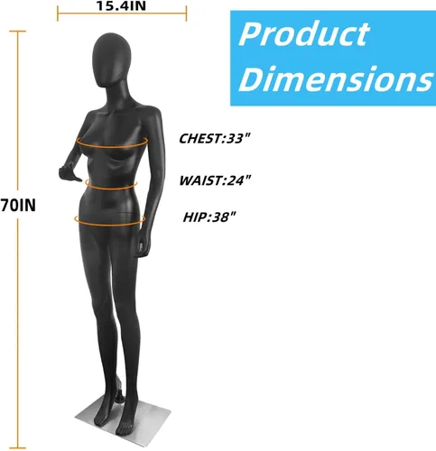 Vista 3 de Maniquí femenino de cuerpo completo forma maniquí torso vestido de costura modelo ajustable de 70 pulgadas forma de ropa soporte desmontable