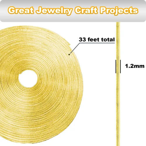 Vista 3 de Jishi Cadena de serpiente de oro de 33 pies de 0.047 in, cadenas para hacer joyas, collares, pulseras, suministros de joyería, hallazgos – Rollo