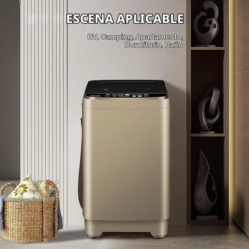 Vista 6 de Lavadora completamente automática con pantalla LED, 10 programas y 8 selecciones de niveles de agua, lavadora de lavandería compacta portátil