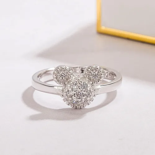 Vista 4 de H&Beautimer Anillos de plata de ley 925 para mujer, bonitos anillos de diseño de Mickey, joyería fina para mujeres y niñas, anillos de boda AAA CZ