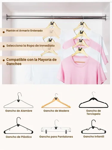 Vista 3 de Smartor Ganchos Conectores para Perchas de Ropa Paquete de 30, Almacenamiento y Organización de Armario como Perchas que Ahorran Espacio, Gancho