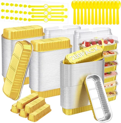 Vista 12 de LemonRoad 300 piezas de mini moldes para pan con tapa y cuchara adhesiva Varios