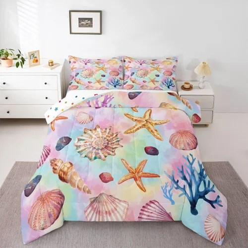 Vista 40 de Erosebridal Edredón náutico costero, juego de ropa de cama y colecciones de playa de verano, estilo clásico, edredón de plumón oceánico
