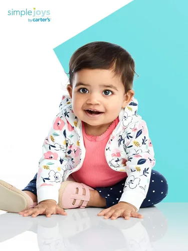 Vista 2 de Simple Joys por Carter's juego de chaqueta pequeña, 4piezas, para bebés mujeres