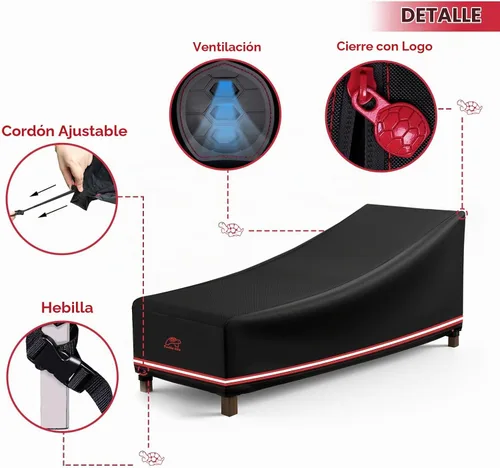 Vista 4 de Turtle Life Funda para silla de patio, impermeable, resistente, para exteriores, con ventilación de aire mejorada, 1 paquete, 64 pulgadas de largo x