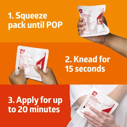 Vista 2 de Medline Paquete de calor instantáneo, desechable, 6 x 6 pulgadas, 24 por paquete, paquetes de calor para aliviar el dolor, dolor muscular y aumento