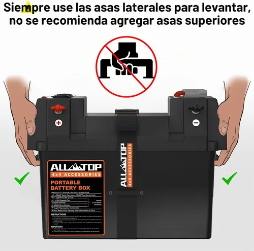 Vista 6 de Caja de Batería Inteligente ALL-TOP, Estuche Marino de 12V con Conectores de 50AMP, Múltiples Puertos y Interruptor de Circuito para Motor