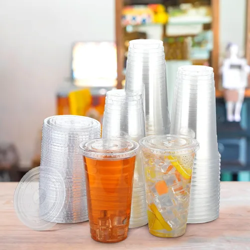 Vista 5 de Skylety - Juego de 500 vasos de plástico transparente de 24 onzas con tapas