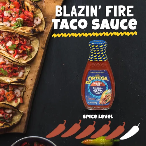 Vista 5 de Salsa picante para tacos Ortega Blazin’ Fire, 8 onzas