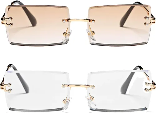 Vista 115 de Gafas de sol rectangulares para hombres/mujeres, gafas de sol pequeñas sin montura cuadrada