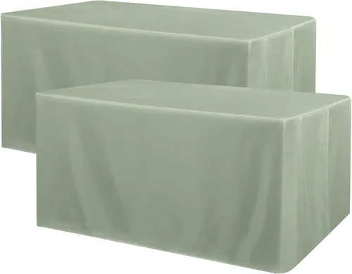 Vista 16 de Obstal Paquete de 2 manteles negros ajustables para mesas rectangulares de 4 pies, resistente al agua, lavable, tela de poliéster