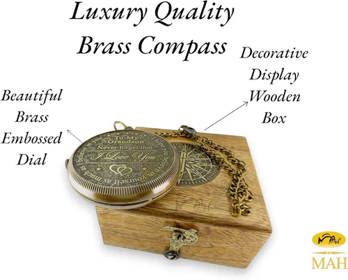 Vista 8 de Brass Compass Gift to My Son Never Forget I Love You, Sentimental Keepsake from Mom Dad Grandparents, Inspirational Guidance Compass Gift for Son