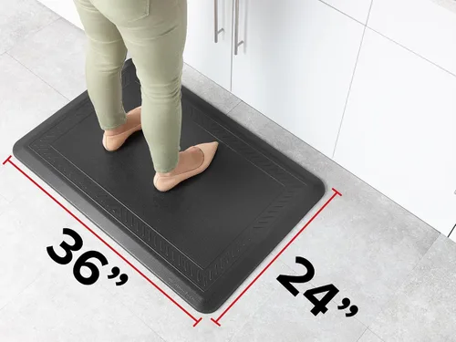 Vista 4 de WeatherTech ComfortMat, Alfombrilla Antifatiga de 61 por 91 Centímetros, Patrón Bordeado, Negro