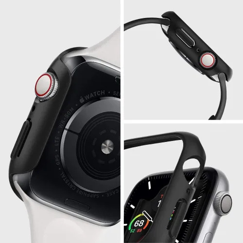 Vista 3 de Spigen Thin Fit - Funda diseñada para Apple Watch de 44 mm para Series SE3/SE2/6/SE/5/4 - Negro