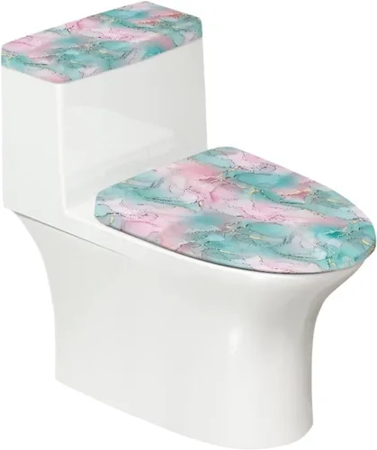 Vista 14 de Puprle - Funda para tapa de inodoro de mármol blanco, resistente a salpicaduras, con borde elástico, fundas suaves para inodoro de baño, se adapta a