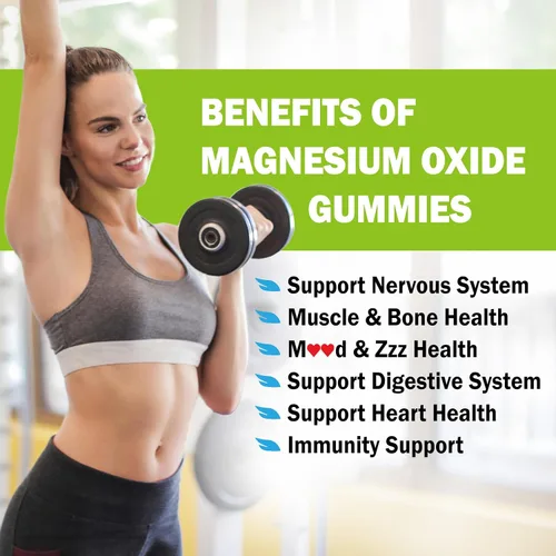 Vista 4 de ZA'ZA K ORGANICS Gomitas de óxido de magnesio, óxido de magnesio de 500 mg con Ashwagandha y vitamina B12 para dormir, nervios, músculos, salud ósea