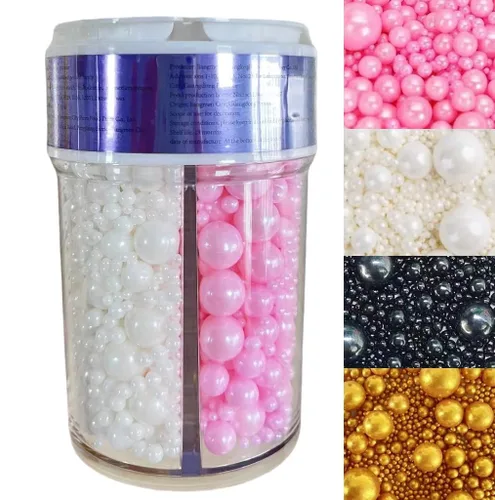 Vista 17 de Sentovac - Gránulos de azúcar con perlas doradas brillantes para decoración de pasteles, tamaño mezclador, 1 botella de 4.23 onzas, decoración