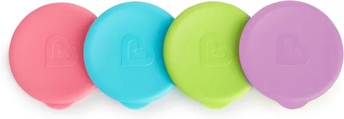 Vista 5 de Munchkin® Miracle® 360 Toddler Sippy Cup, a prueba de derrames, 10 onzas, paquete de 2, verde/azul & ® Miracle® 360 tapas para vasos, 4