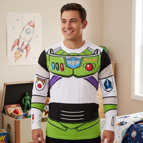 Vista 3 de Camiseta Buzz Lightyear para adultos, disfraz de Toy Story Buzz para Halloween y cosplay