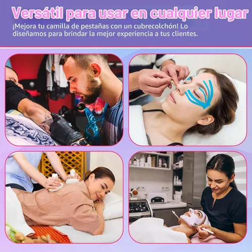 Vista 7 de Cubrecolchón de espuma para cama de pestañas – Almohadilla de espuma viscoelástica para mesa de masaje de 2.5 pulgadas de grosor con correas de Gris