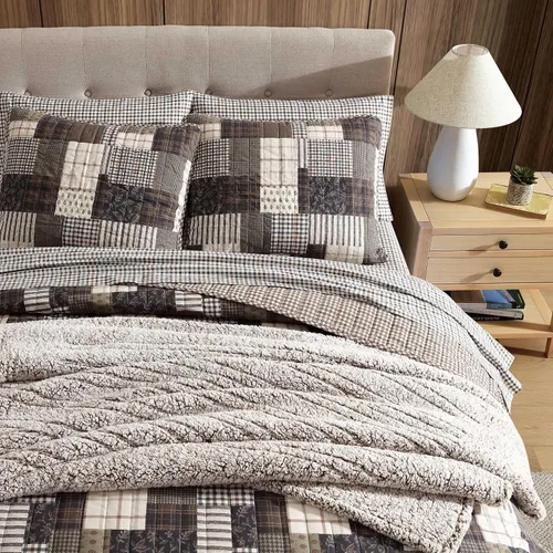 Vista 4 de Eddie Bauer - Juego de edredón twin, ropa de cama de algodón naturalmente suave con una sensación ligera para comodidad durante todo el año Marrón