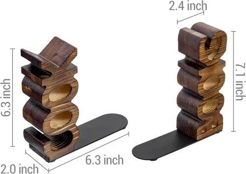 Vista 5 de MyGift Sujetalibros decorativos de madera quemada rústica para cocina y libros, para encimera de cocina, juego de 2 piezas Recipe Display