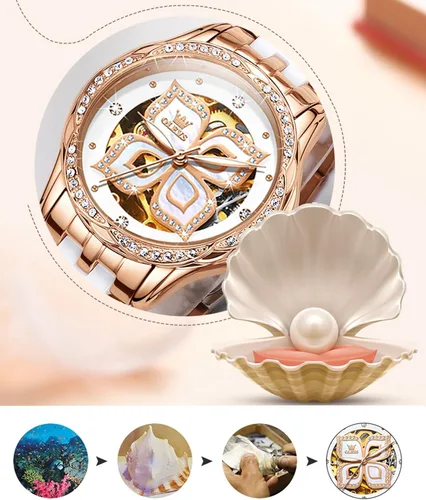 Vista 8 de OLEVS Watch Women,Automatic Watches for Women with Two Tone Stainless Steel Ceramic Bracelet, Elegent Rose Gold Women's Watches,Diamond Dress