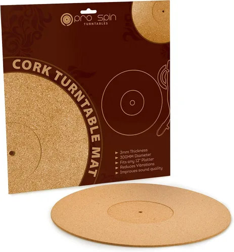 Vista 5 de PRO SPIN - Tapete giratorio de corcho para tocadiscos de vinilo LP (0.118 pulgadas) Tapete para tocadiscos con soporte de sonido acústico de alta