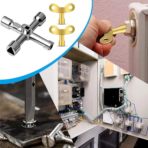 Vista 2 de 2 llaves triangulares Matel Triangular Socket Universal Utility Keys para bloqueo de panel triangular. 0.354 in