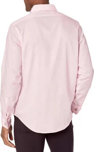 Vista 2 de Calvin Klein Camisa de vestir para hombre, ajuste delgado, sin planchar, puño francés sólido