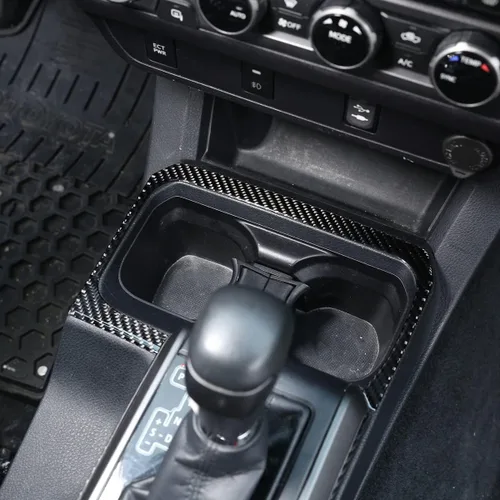 Vista 2 de Ajuste para Toyota Tacoma 2016 2018 2019 2020 Control central Caja de almacenamiento de tazas de agua, panel de calcomanías decorativas