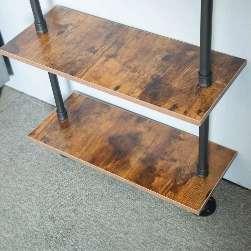 Vista 8 de Estantería Industrial de 5 estantes con tubos, estantería moderna y negra, estante de escalera para montaje en pared con marco de metal