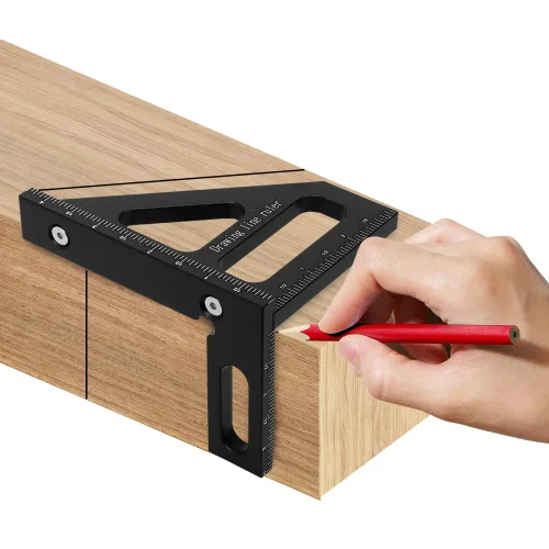 Vista 4 de Regla de medición imperial 3D multiángulo, transportador cuadrado de carpintería de aleación de aluminio de 45/90 grados, regla triangular