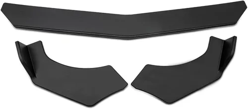 Vista 11 de Nuevo kit de carrocería de alerón delantero universal en negro sin pintar, estilo CS, PP, con borde plano, divisor, placa bajo panel, difusor