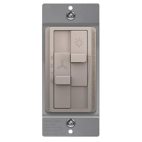 Vista 19 de TOPGREENER 3-Speed Ceiling Fan and Light Dimmer Switch, Single Pole, Gold 3-speed mechanical fans and dimmable lights only. Separate fan/light