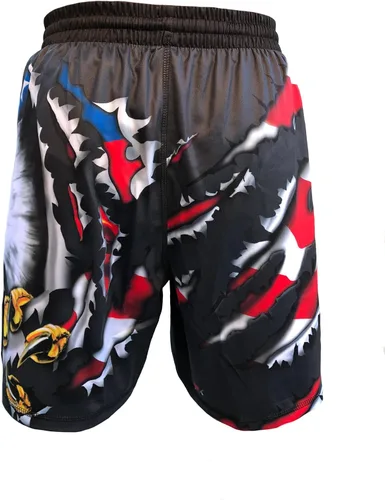Vista 4 de USA Ultimate Eagle Fight Shorts para jóvenes y hombres- Negro