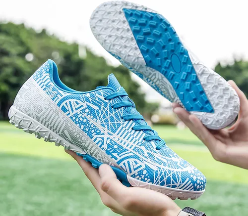 Vista 9 de DKHHN Zapatos de fútbol para hombre, bajos y con cordones, antideslizantes, para interiores, fútbol sala de fútbol americano, TF, tacos de césped