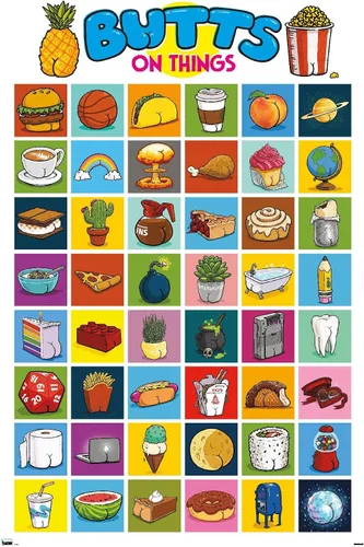 Vista 9 de Trends International Brian Cook: Butts on Things - Póster de collage de pared, 22.4 pulgadas de largo x 14.7 pulgadas, versión enmarcada de madera