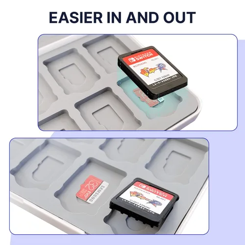 Vista 5 de WNJACO Switch Game Card Case Nintendo Switch Game & Micro SD Card, Customized Pattern Switch Lite Game Card Storage Box with 24 Game Card Slots and