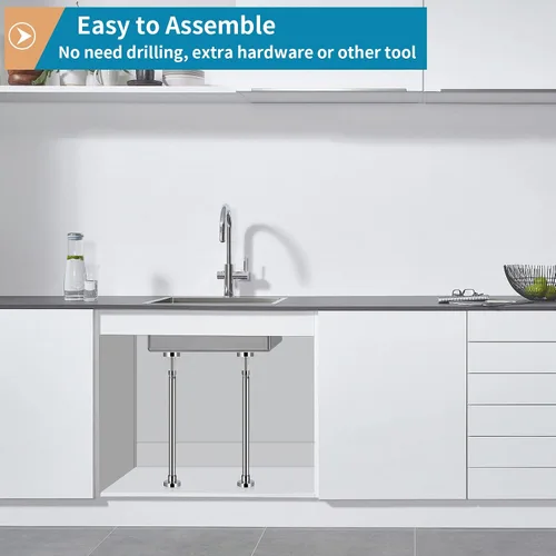 Vista 5 de 2 soportes de fregadero ajustables para montaje inferior, soporte de fregadero de acero inoxidable, sistema de instalación y reparación sin taladros
